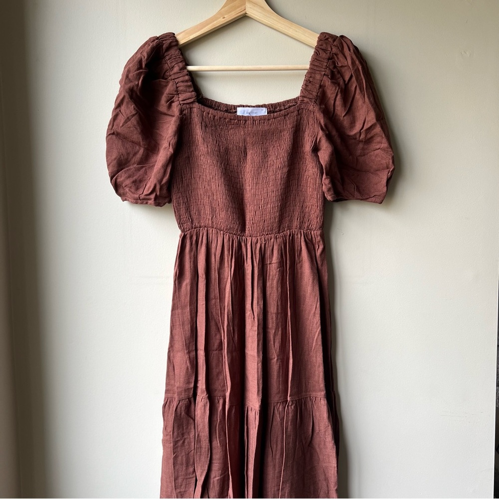 OAK + FORT Rust Brown Midi Dress